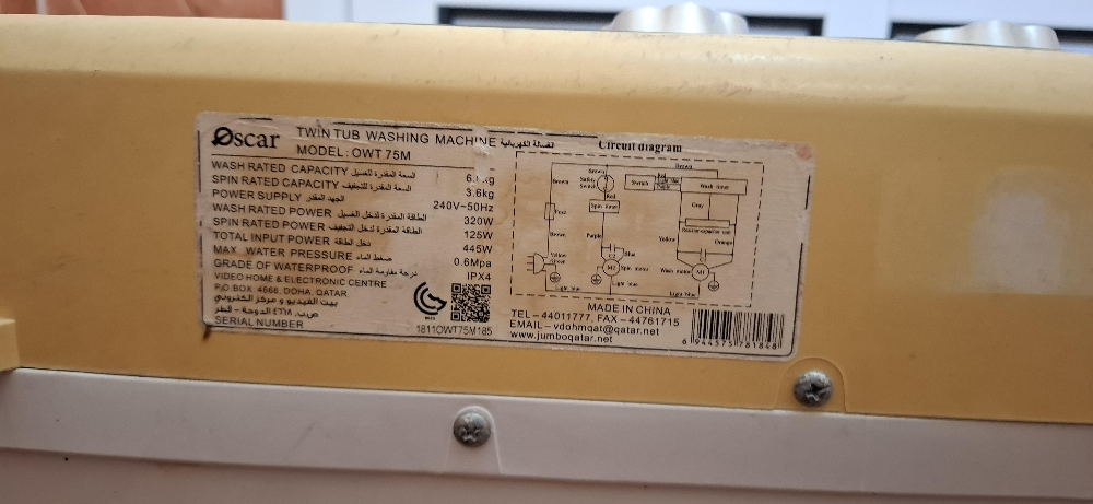 OSCAR TWIN TUB WASHING MACHINIE - 4