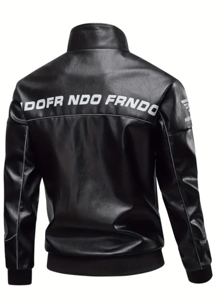 faux leather jacket, zip up - 2