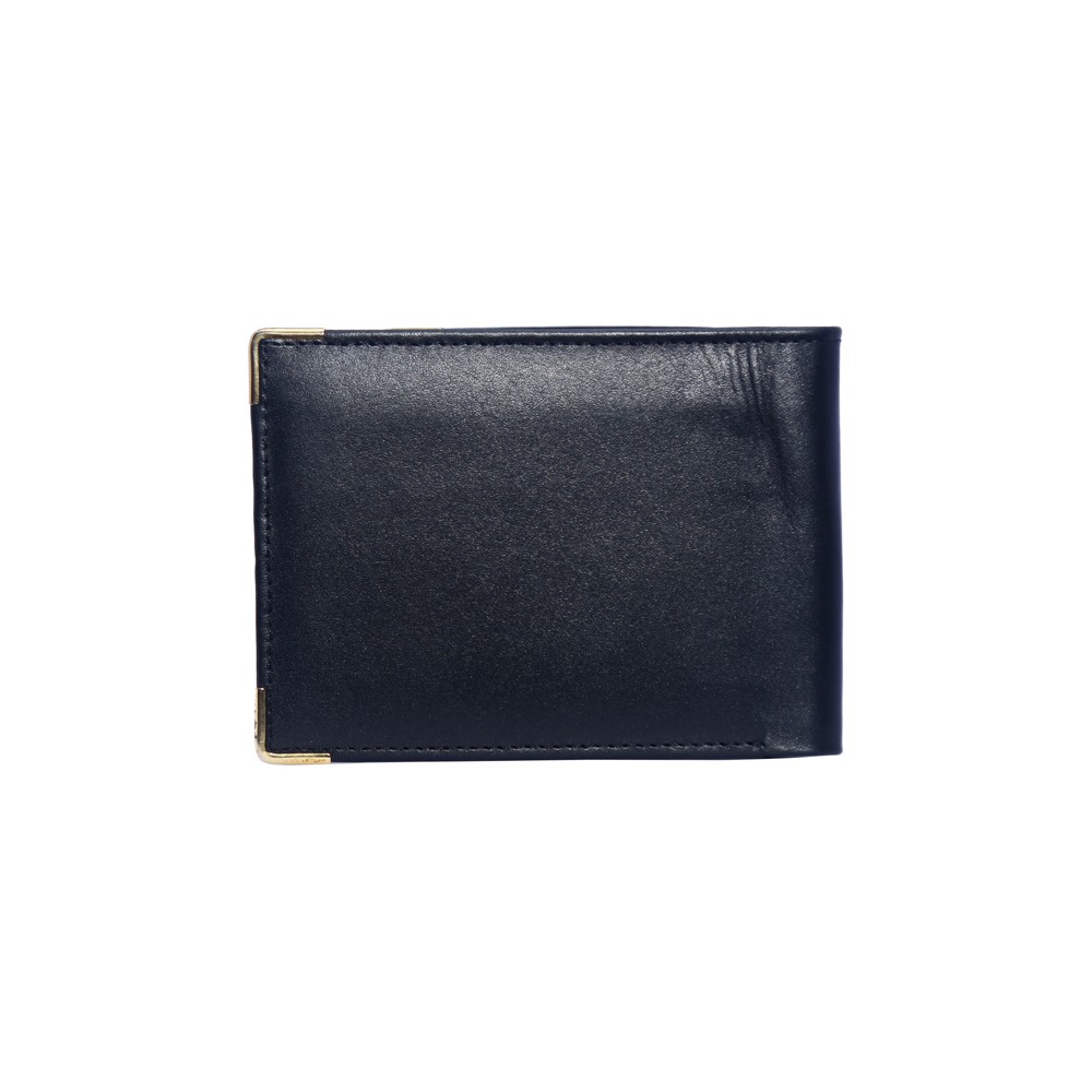 Golden edge black leather wallet - 1