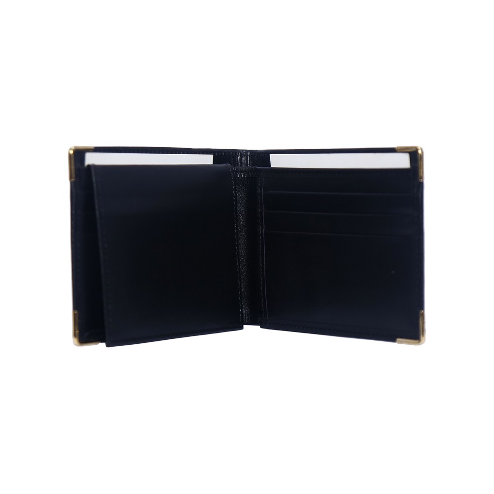 Golden edge black leather wallet - 3