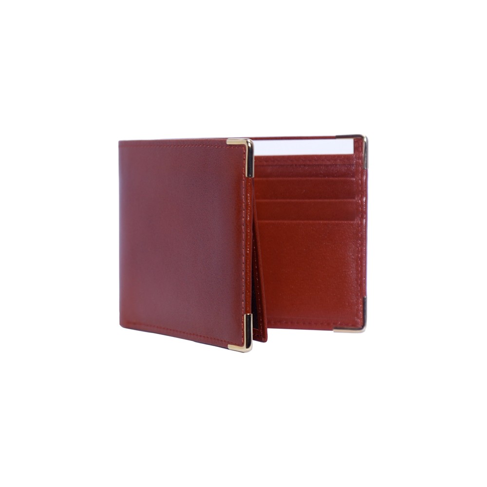 Golden edge brown leather wallet - 1