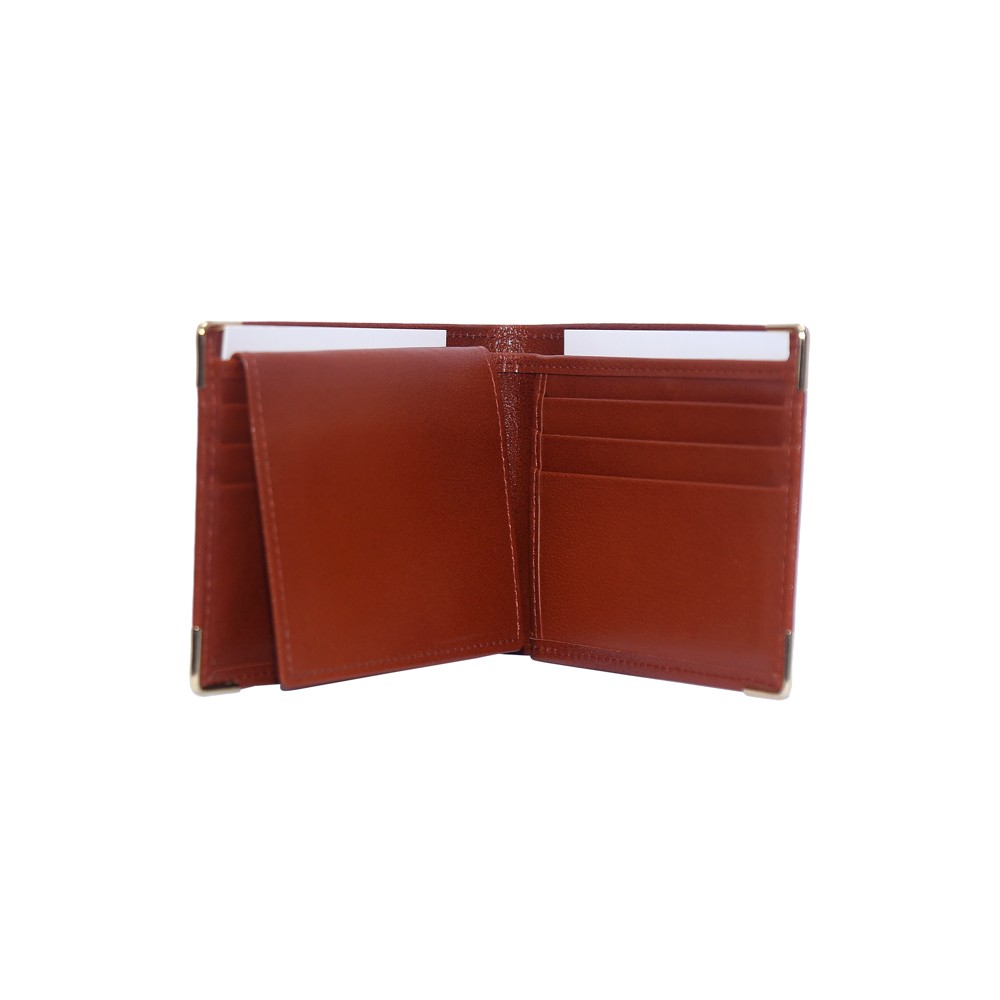 Golden edge brown leather wallet - 2