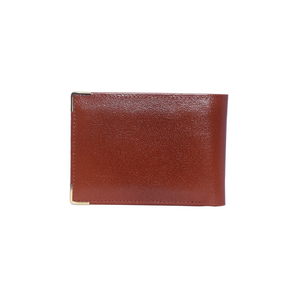Golden edge brown leather wallet - 3