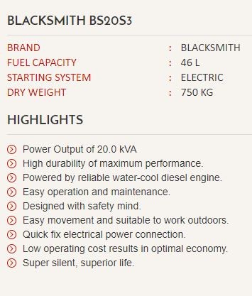 GENERATOR BS20S3 -20 KVA DIESEL - 2