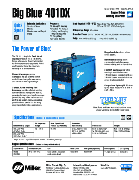 Welding M/c(Miller-USA) 401 DX - 1