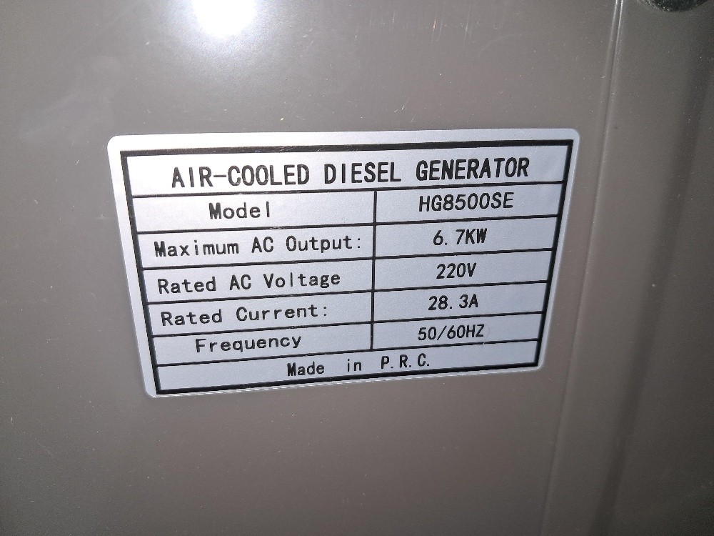 HANSA DIESEL GEN SET 6.7KW HG8500 - 5