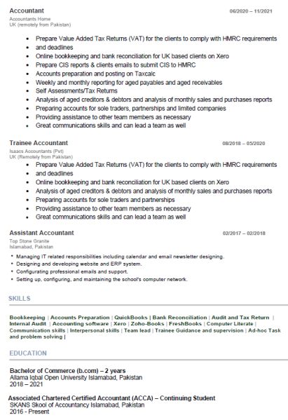 Accountant - 8 years experience - 2