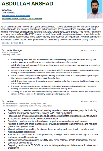 Accountant - 8 years experience - 1