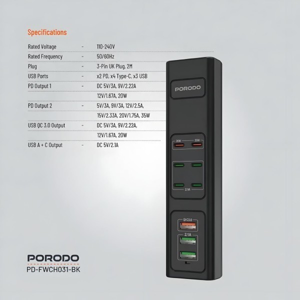 85W multi-port USB charging hub - 5