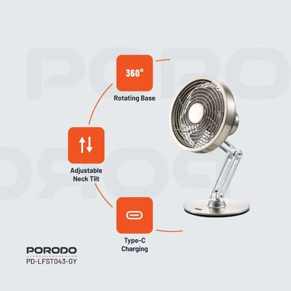 Porodo Metal Desk Fan - 5