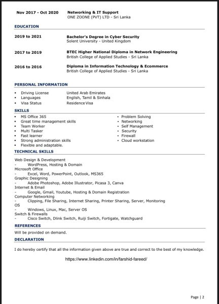 Network Engineer & IT Assistant - 2