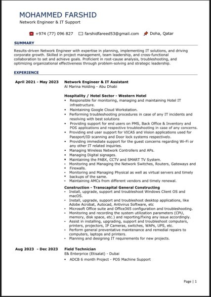 Network Engineer & IT Assistant - 1