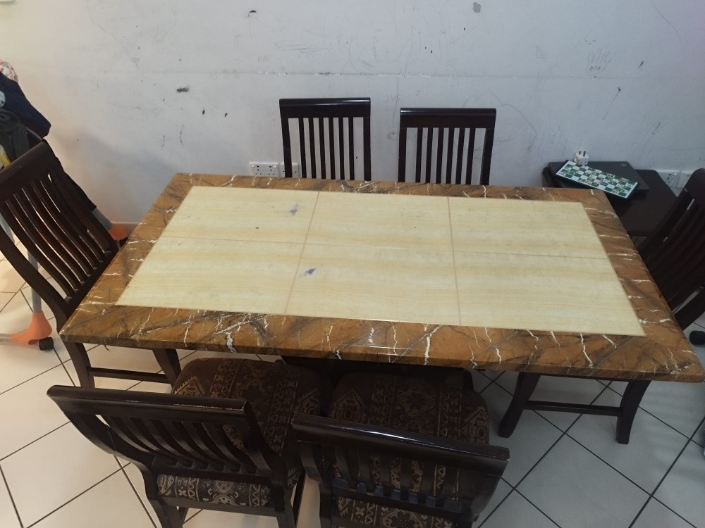 Wooden dining table with 6 seats - 1
