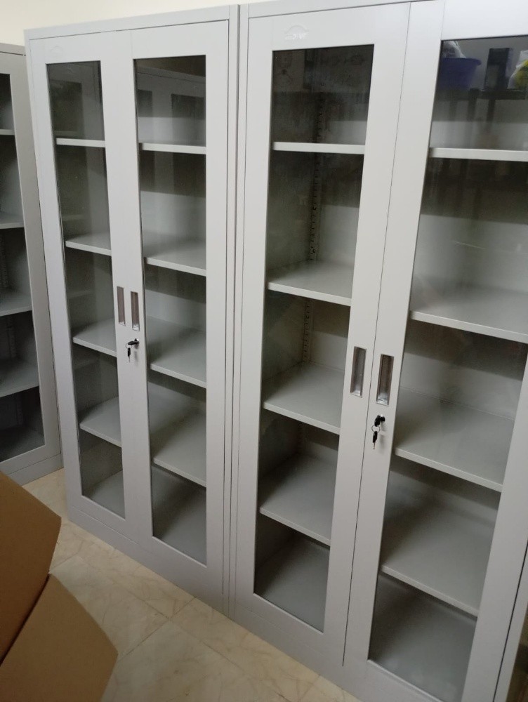 steel 2 door cabinet with glass - 4