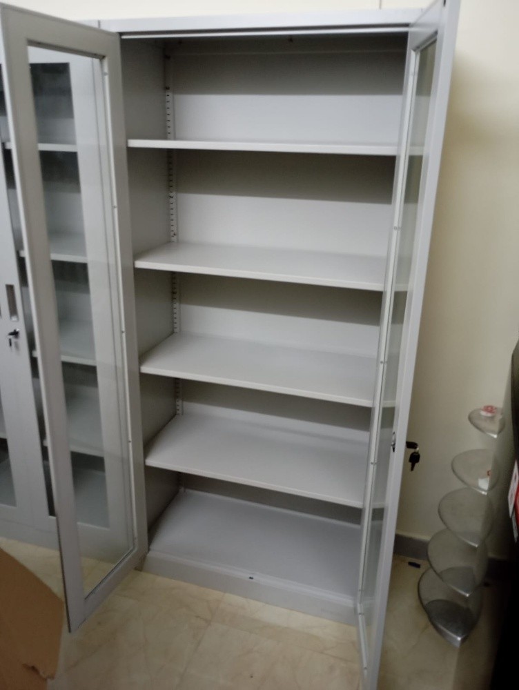 steel 2 door cabinet with glass - 5