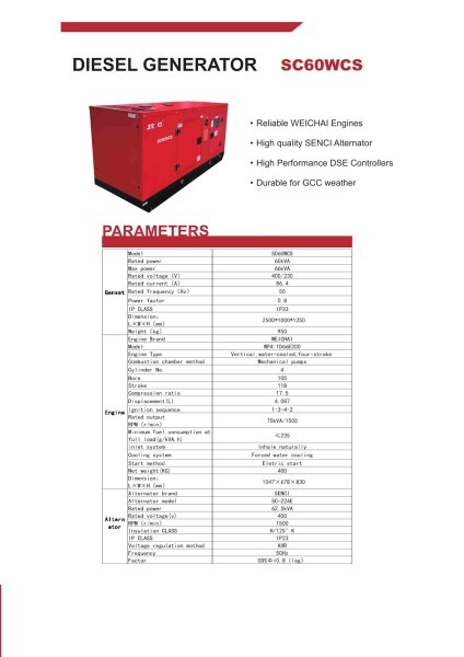 GENERATOR DIESEL SC60WCS-60 KVA - 10