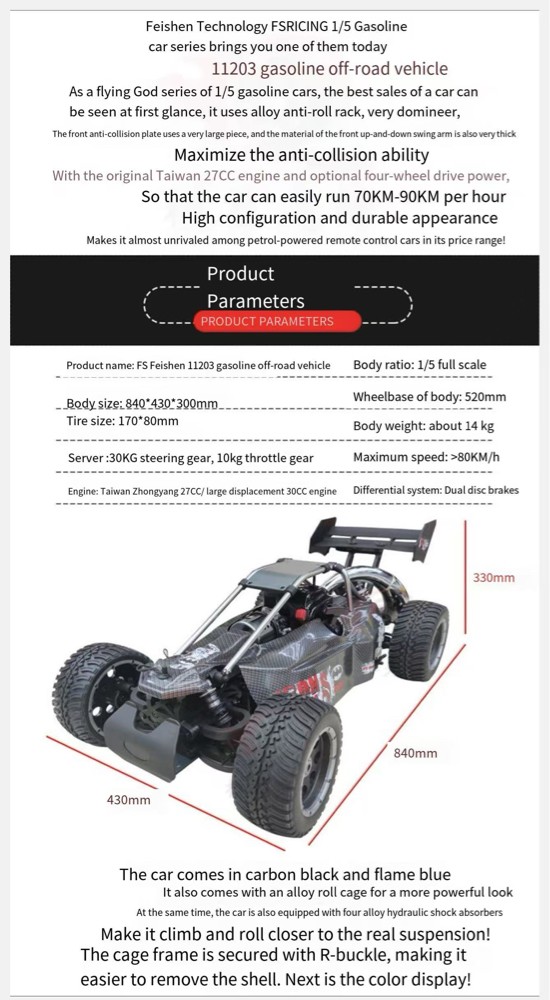 High speed end  remote petrol car - 7