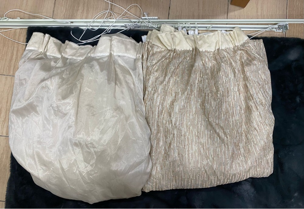 Curtains with curtain rods - 1