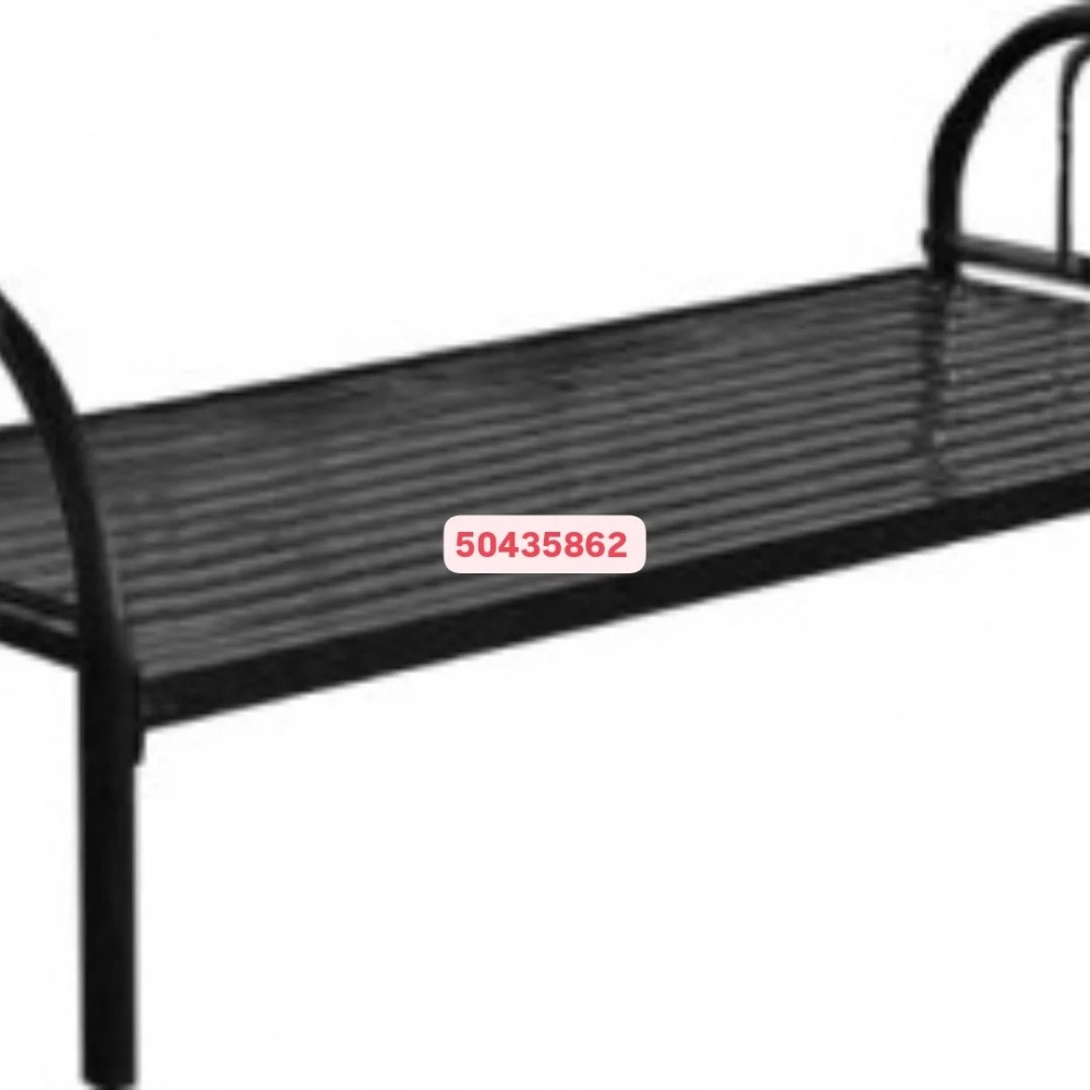 single metal bed with mattress., - 2
