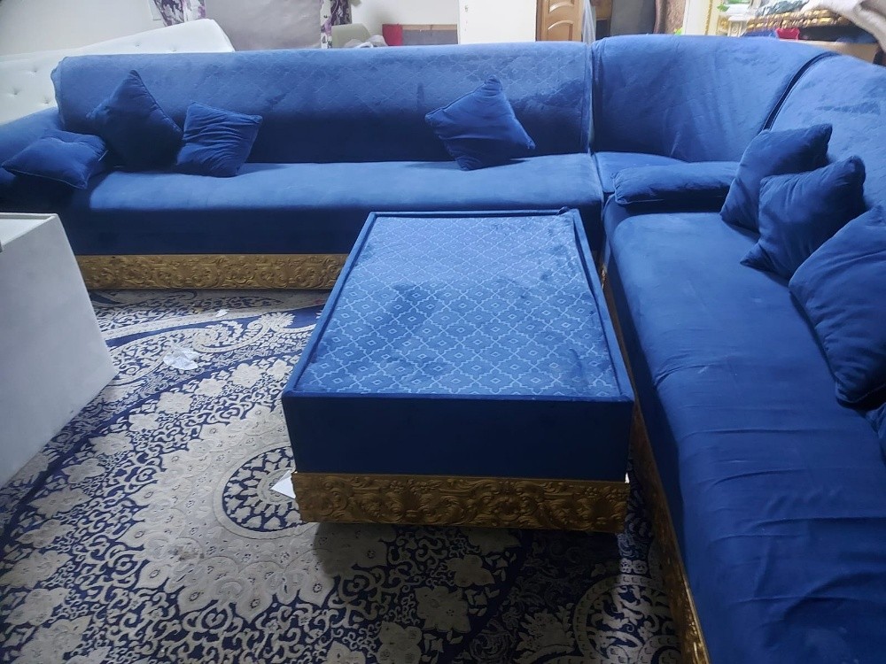 blue sofas set with corner sofa - 4