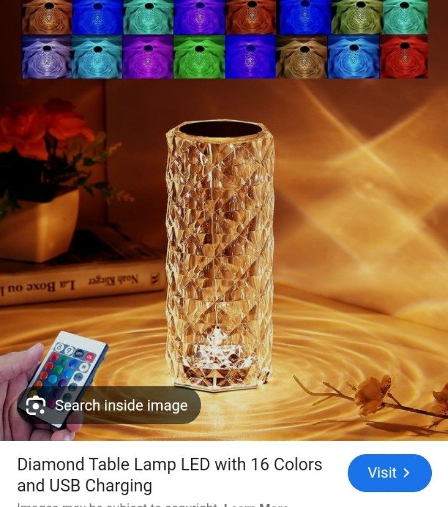 crystal table lamp charging usb - 1