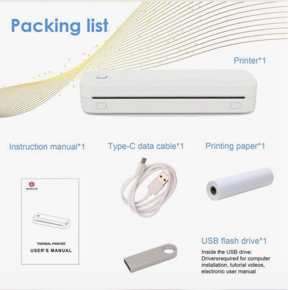 Portable wireless printer a5 - 1