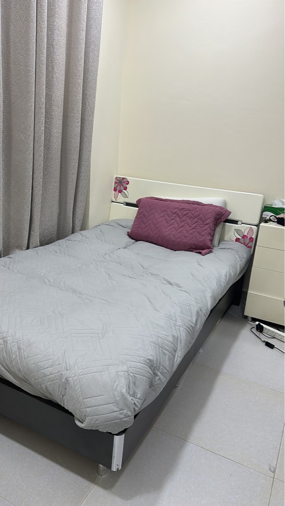 bed + mattress + side table - 1