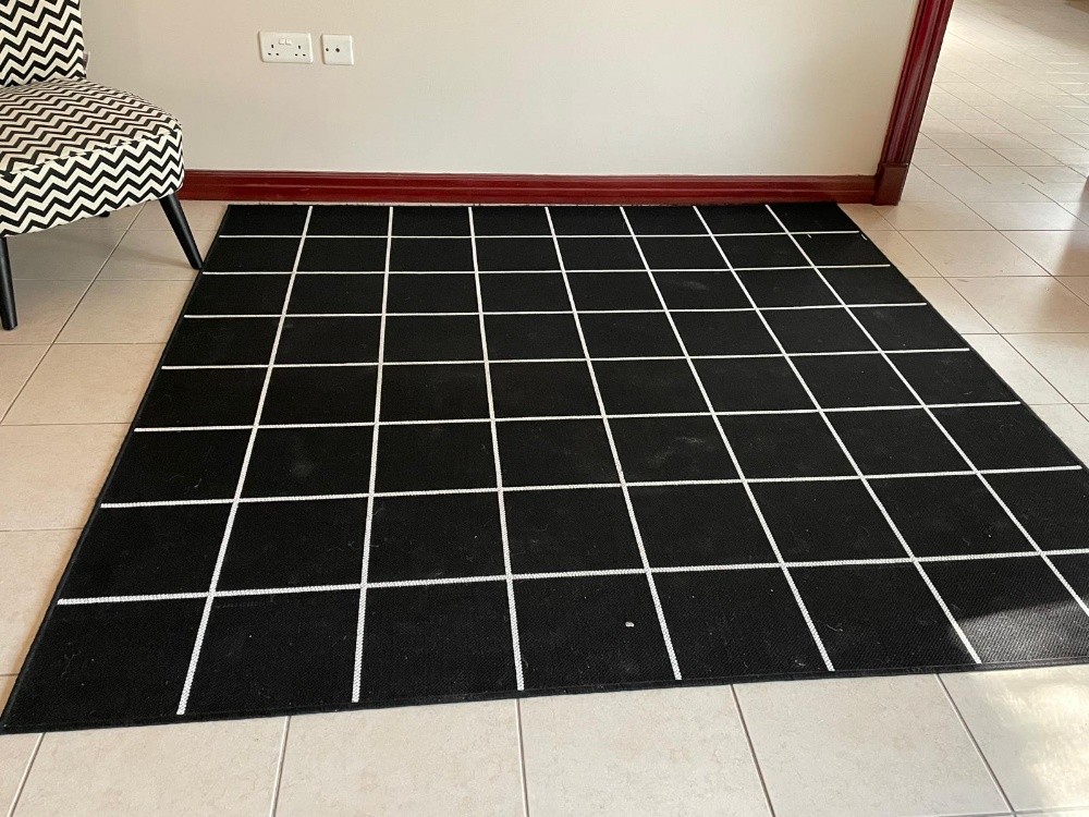 Square Rug, Reversable blk &white - 1