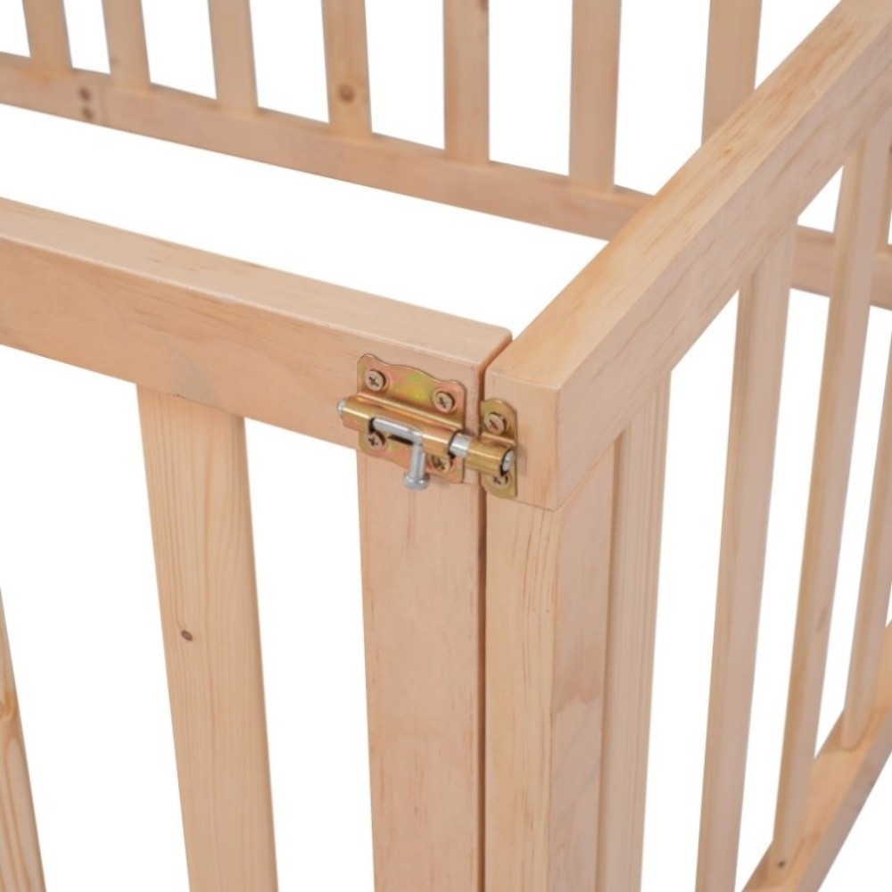 Wood Floor Bed Frame with Fence - 2