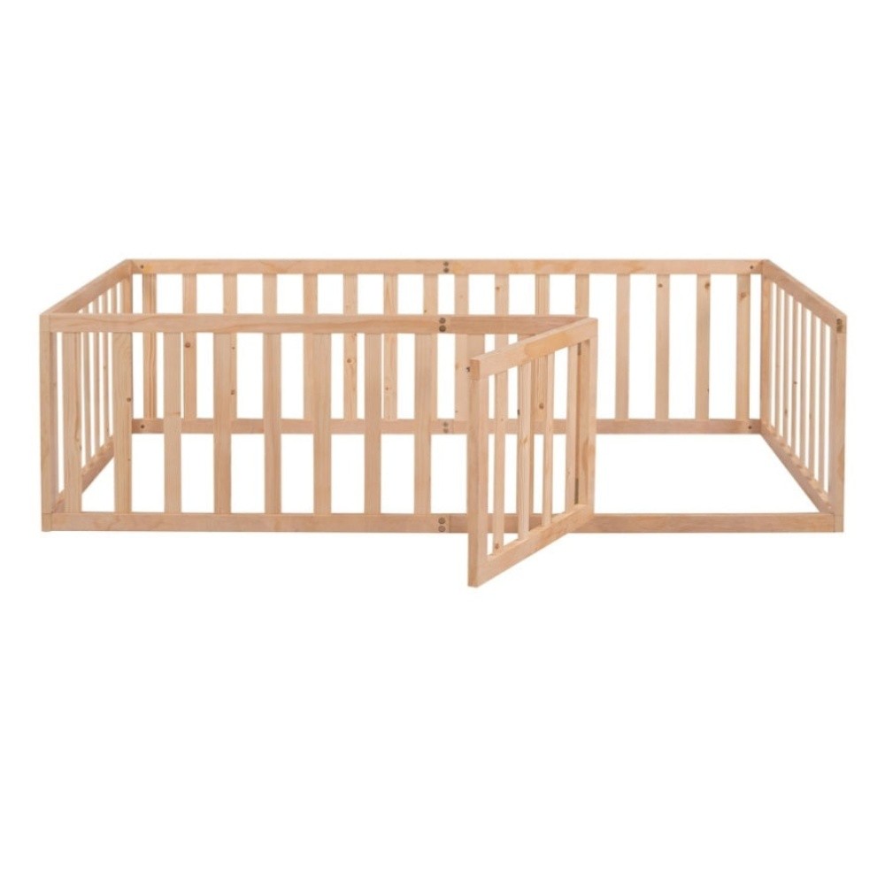 Wood Floor Bed Frame with Fence - 6