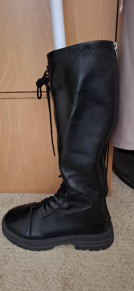 high-neck boots, black ,38 - 4