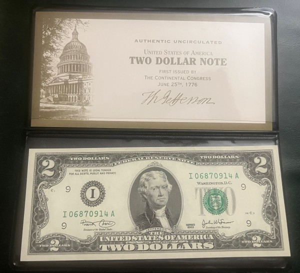 Federal Reserve 2$ In Folder - 1