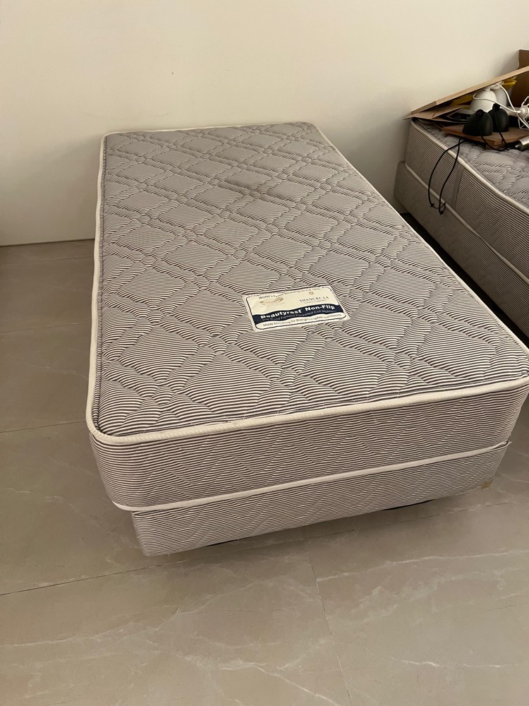 2 single beds & wooden headboard  - 2