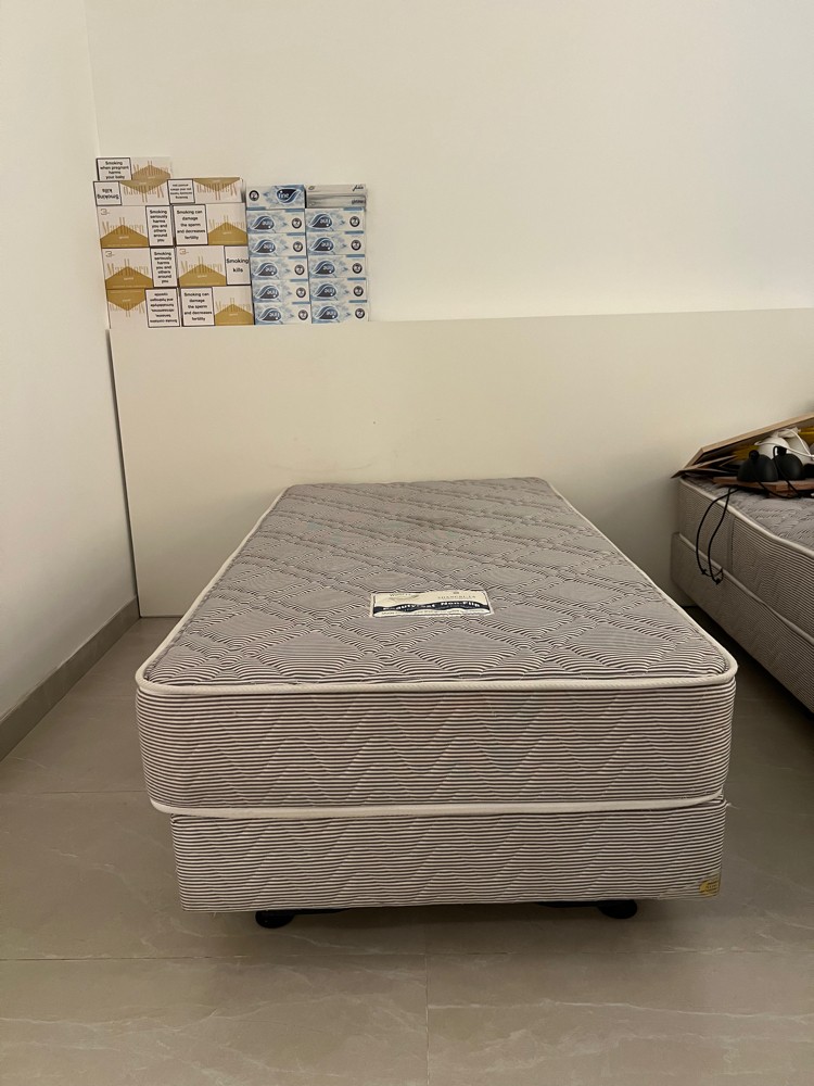 2 single beds & wooden headboard  - 1