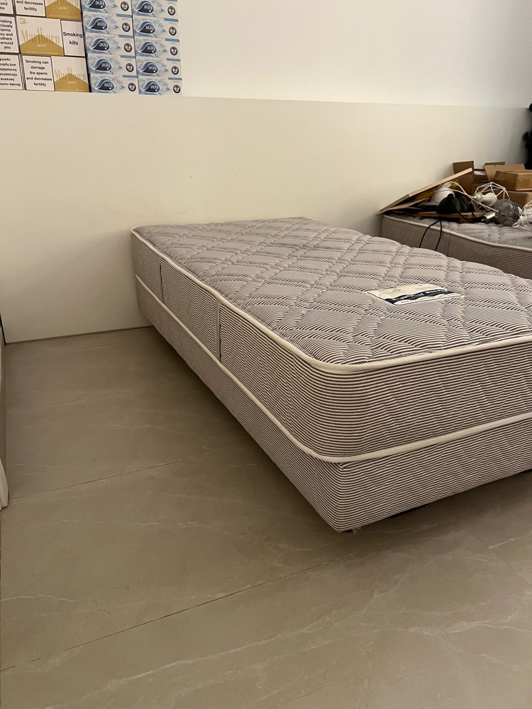 2 single beds & wooden headboard  - 3