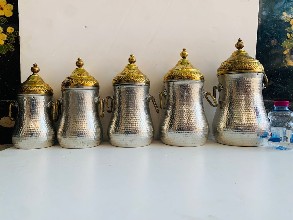 طقم سكريات نحاس ابيض يدوي - 4