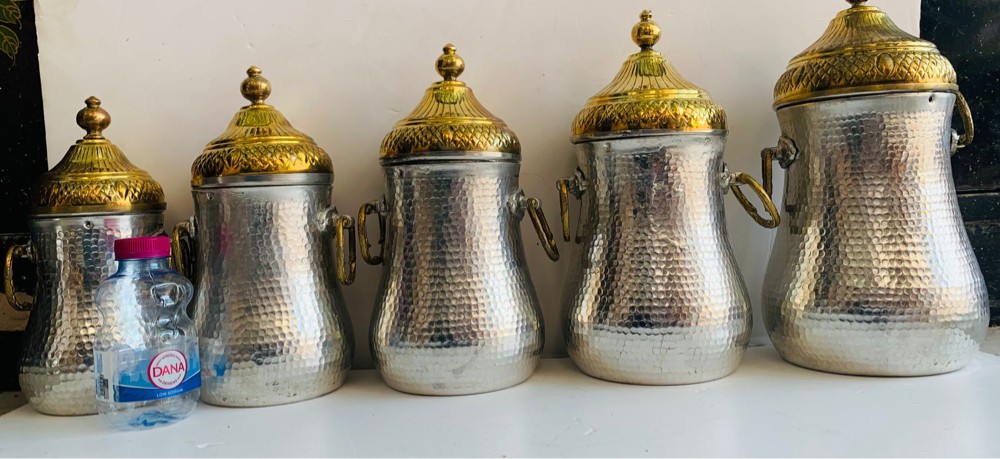 طقم سكريات نحاس ابيض يدوي - 5