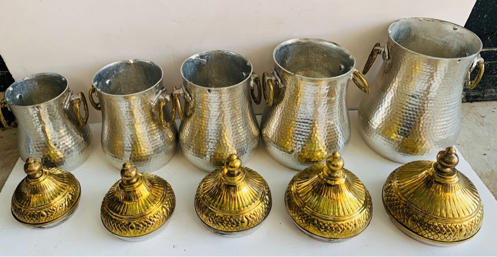 طقم سكريات نحاس ابيض يدوي - 3