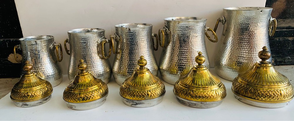 طقم سكريات نحاس ابيض يدوي - 2