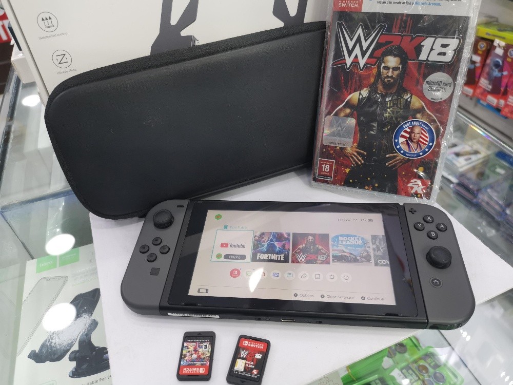 Nintendo with 2 Game Cards - 1