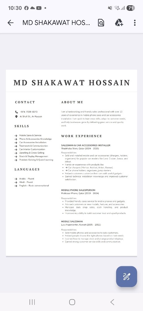 Looking for a job ( Sales Man) - 1