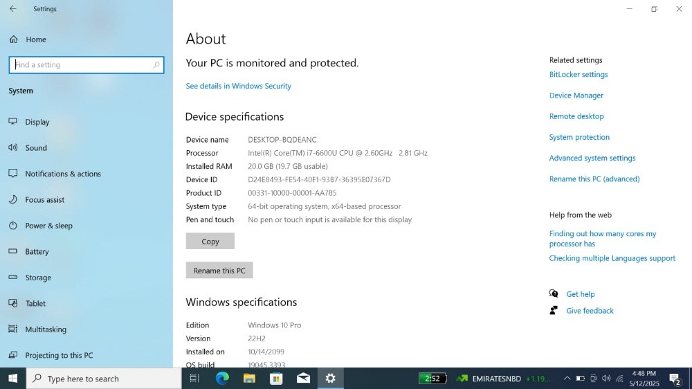 Lenovo T460S. Core i7 - 8