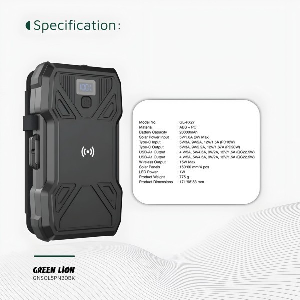 Solar Power Bank with 5 Panels - 3