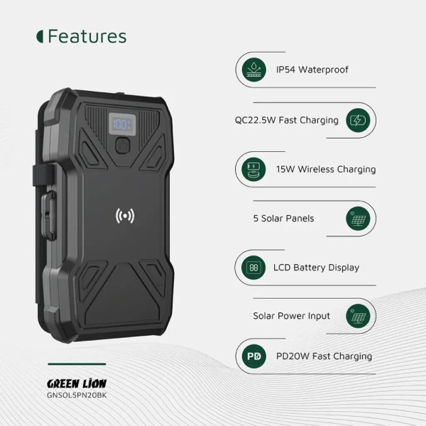 Solar Power Bank with 5 Panels - 5