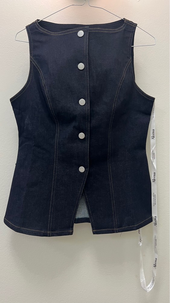 Denim Sleeveless Top With Buttons - 4