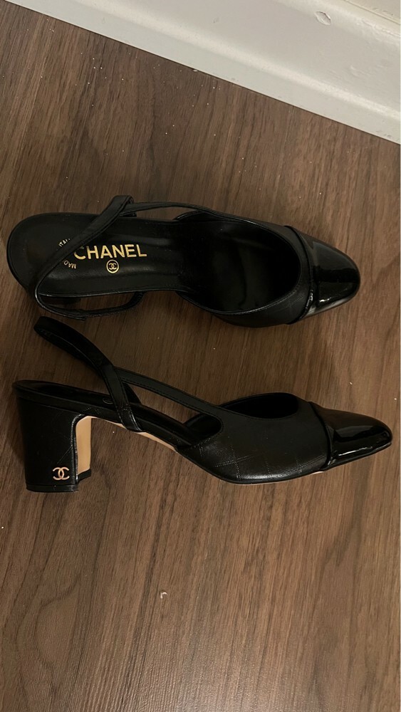 Black chanel slingback heels - 5
