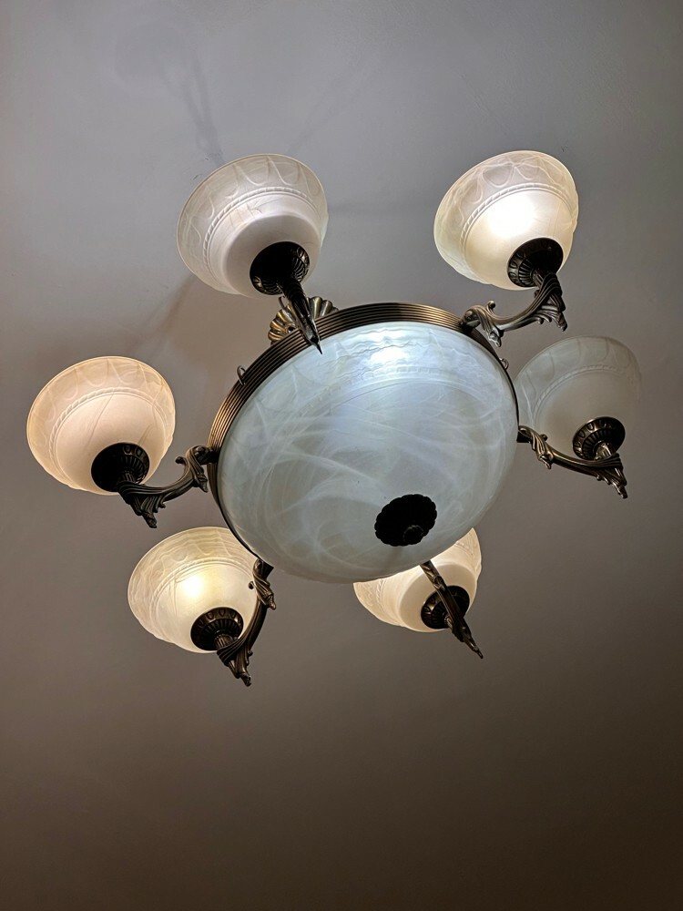 6 Bulb Golden Chandelier FOR SALE - 2