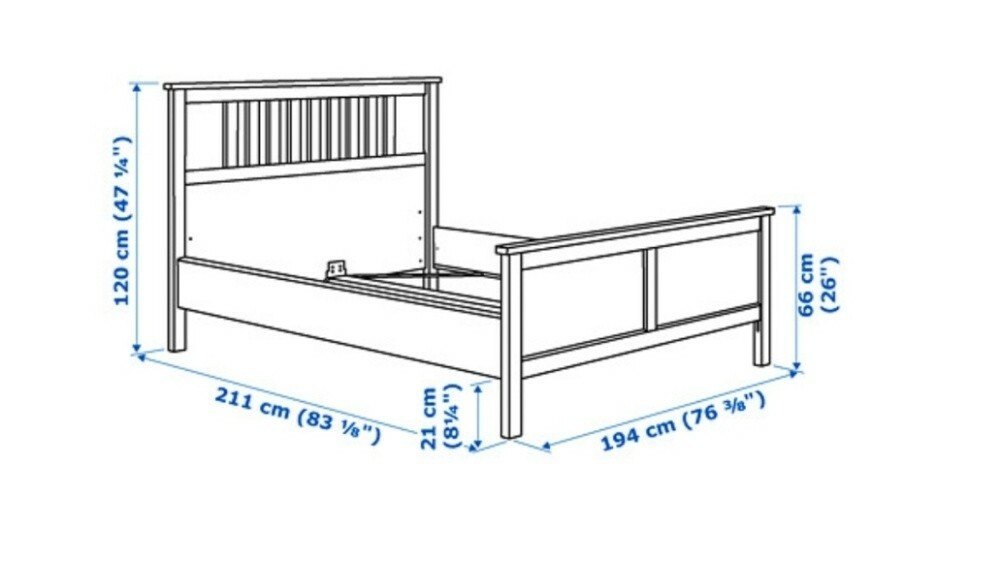 HEMNES Bed Frame + 2 bedside tbls - 6