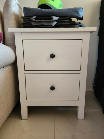 HEMNES Bed Frame + 2 bedside tbls - 1
