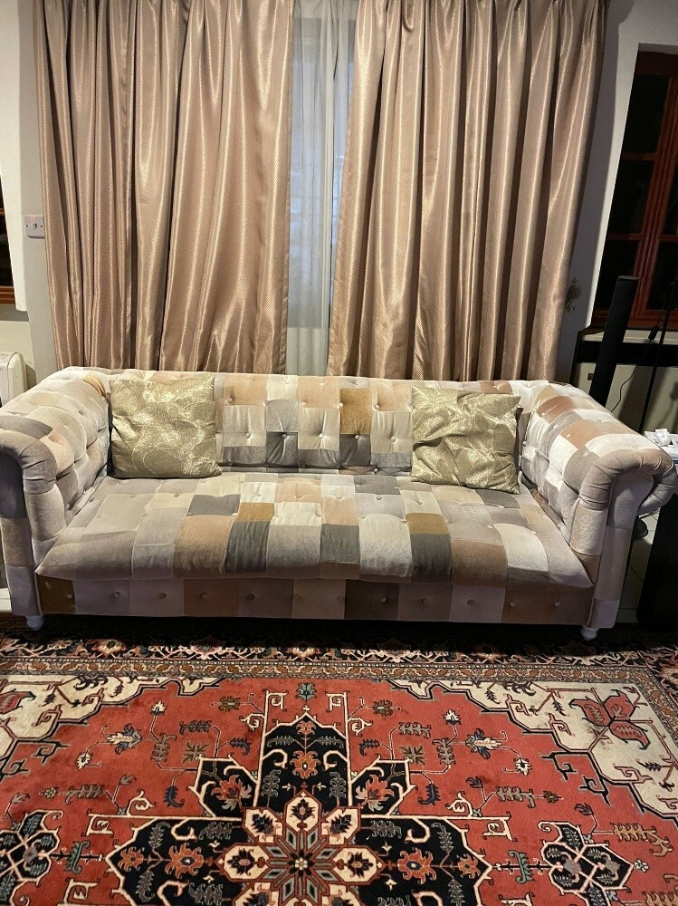 sofa set with 2 brown tables - 2